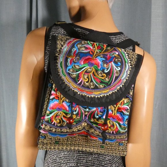 Pretty small lightweight embroidered backpack main image 5